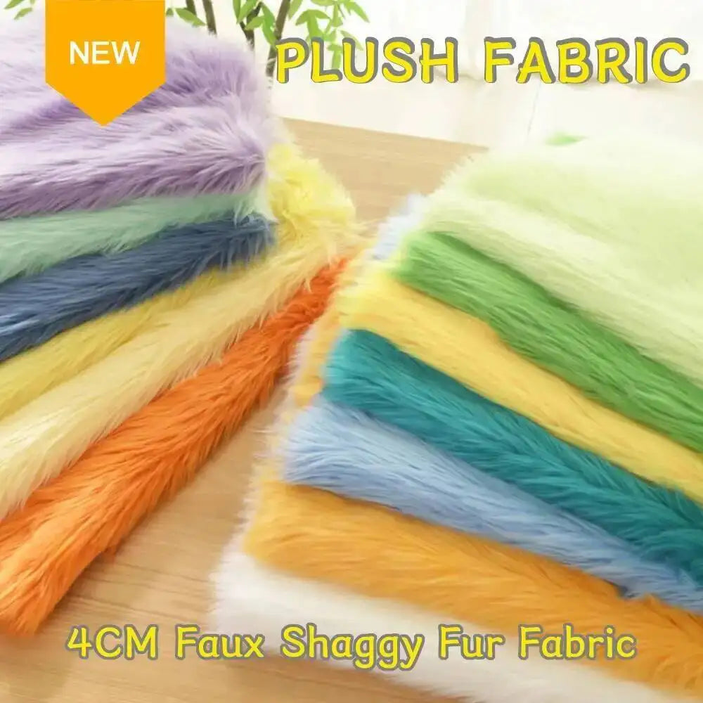 4cm Shaggy Plush Fur Fabric – 100% Polyester, Soft & Non-Shedding | Fursuit, Dolls & DIY Crafts (25×45cm Panels)