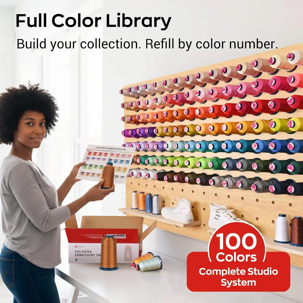 Kit de hilos de poliéster para bordar, 100 colores, 40WT, carretes de 4000m para máquinas de coser y bordar
