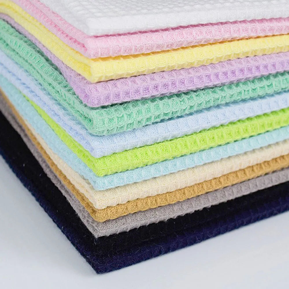 Solid Color Waffle Weave Fabric – Soft Poly-Cotton Knit for Quilting, Towels & Sleepwear (150cm Wide)