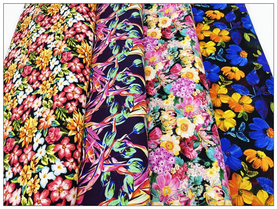 Gorgeous Floral Print 100% Cotton Fabric – 43" Wide, Half-Meter Panels | Quilting, Patchwork & DIY Sewing