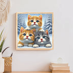 Kit de pintura de diamante 5D Gatitos invernales | Diamantes de forma especial | 30×30cm