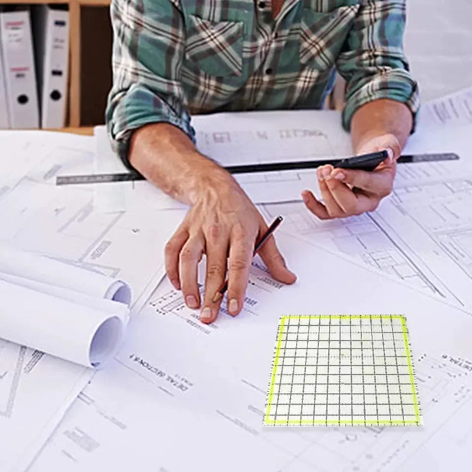 Acrylic Square Quilting Ruler with Non-Slip Rings (4 Sizes)