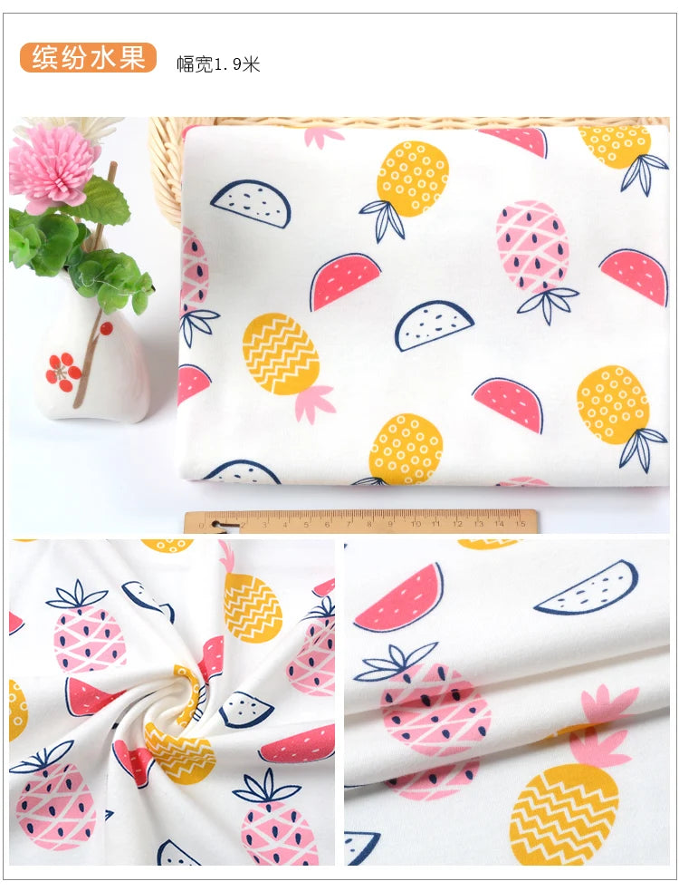 Soft Printed Knit 100% Cotton Fabric – 90x50cm, 185g/m² for Baby Clothes, Pajamas & Blankets