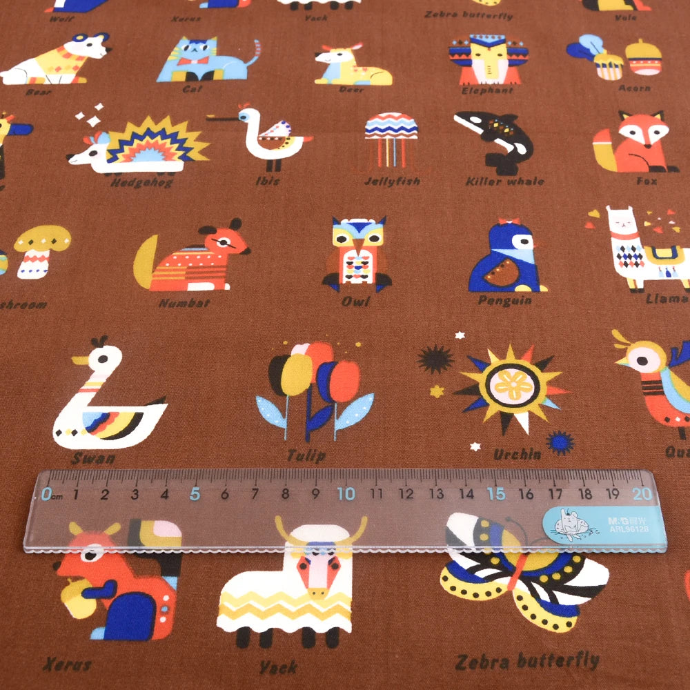 Fox Print 100% Cotton Twill Fabric – 63" Wide | Quilting, Patchwork, Baby & DIY Sewing (6 Pre-Cut Sizes)