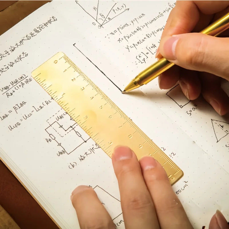 Regla recta vintage de latón de 12 cm – Regla de bolsillo de 10 cm para costura, acolchado y dibujo