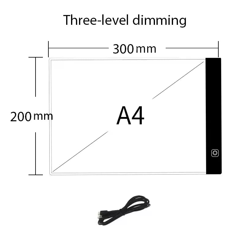 Almohadilla de luz LED para pintura de diamantes y bordado – Caja de luz de calco regulable de 3 niveles | A5, A4, A3