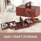 Wooden Expandable Sewing Box with Handle