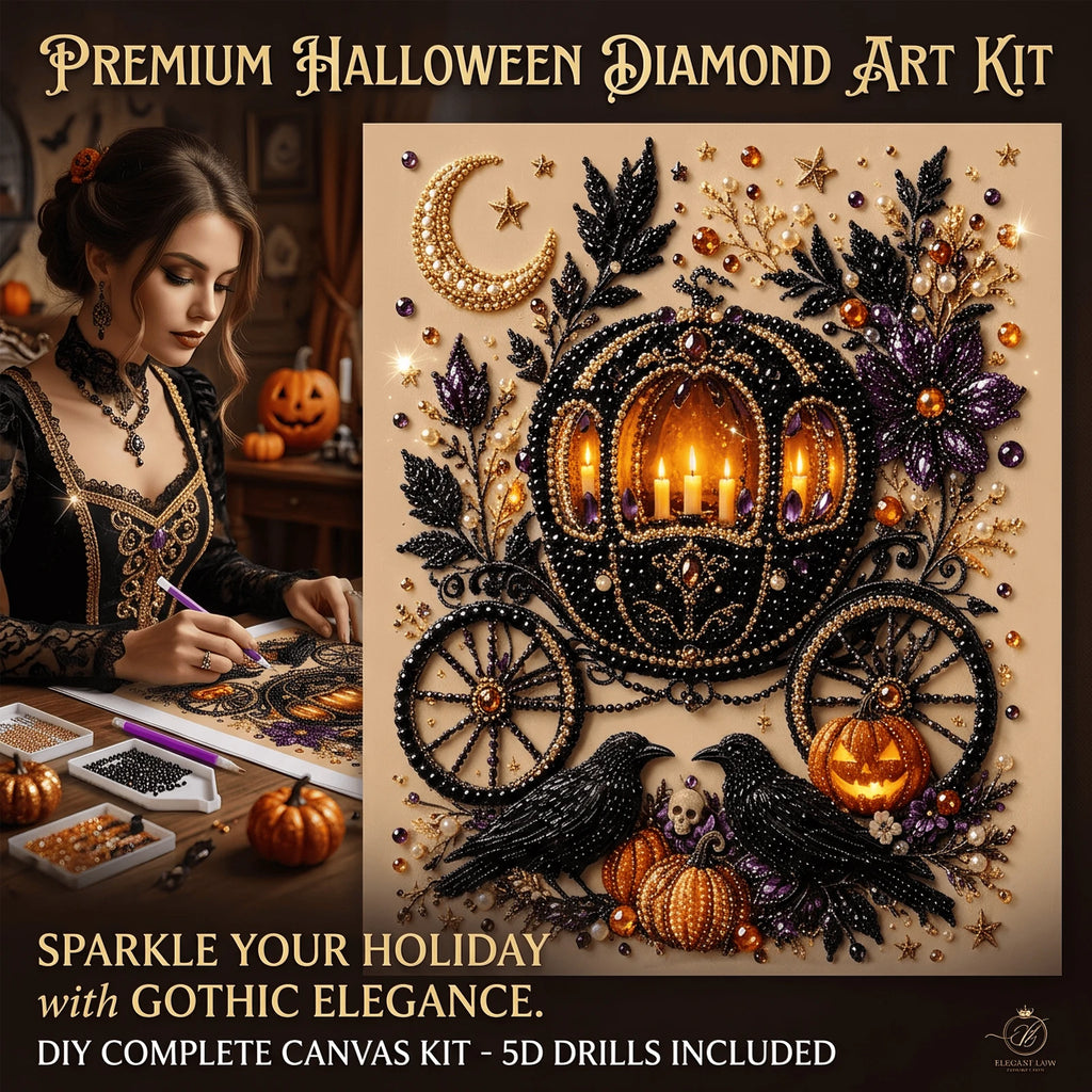 Kit de pintura con diamantes de Halloween - Diseño de calabaza | Lienzo de 18x18cm
