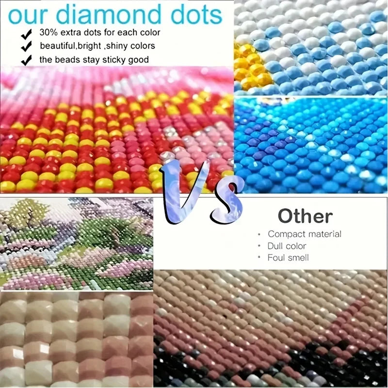 Kit de pintura de diamantes, patrón de cielo rosa y delfín, arte de diamante completo de diamante redondo, varios tamaños a elegir, sin marco