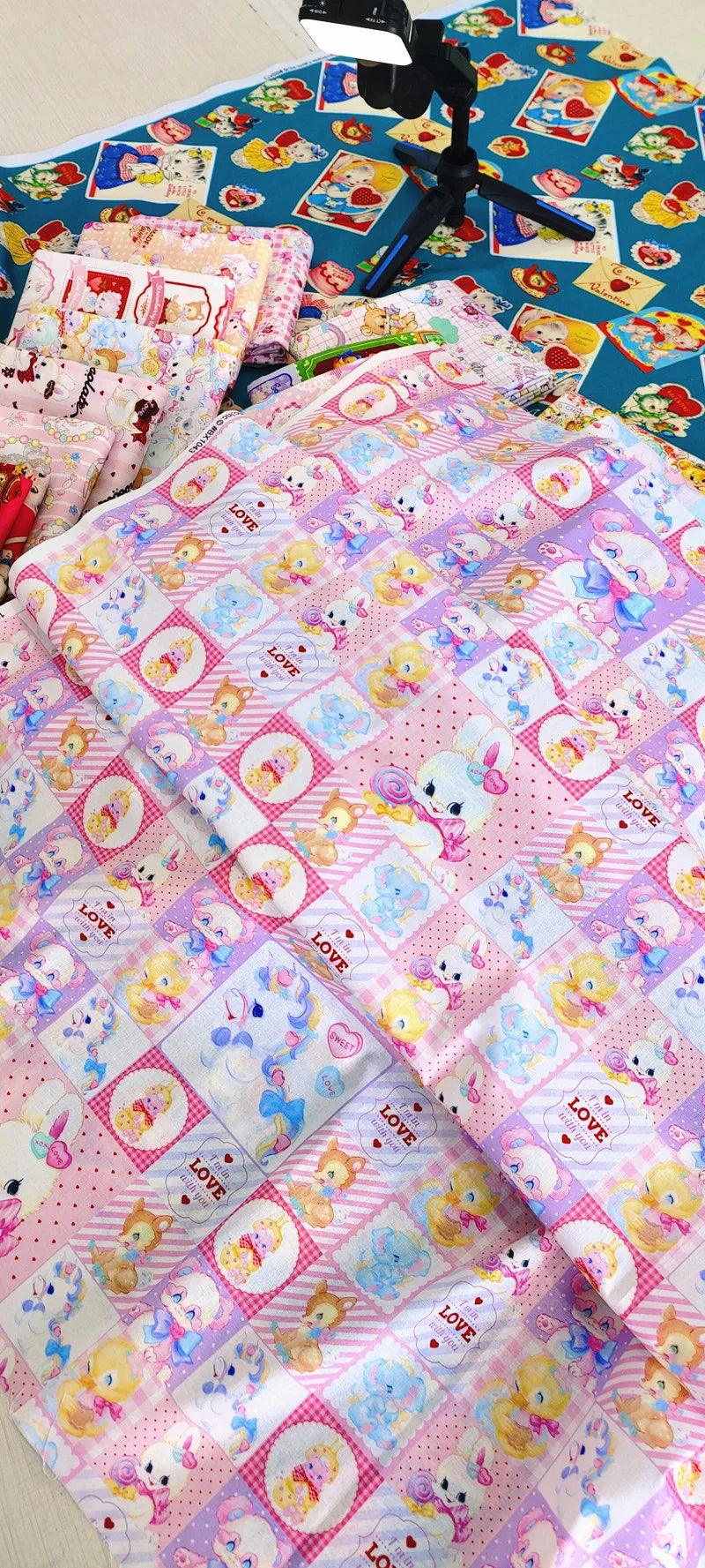 20S Cotton Cute Showa Kawaii Cat Deer Print Fabric DIY Quilting Needlework Material Sewing Dress Kids Clothes Fabrics