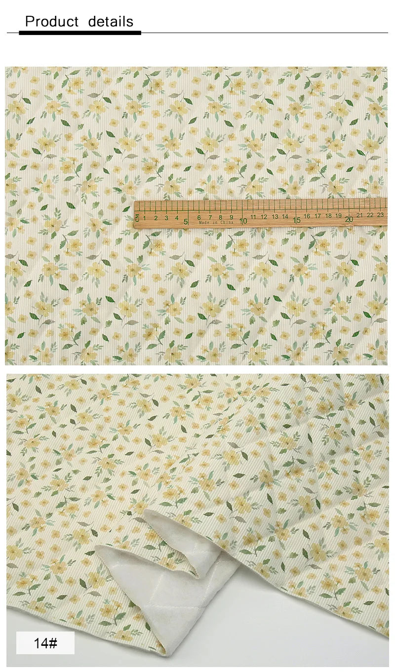 Pre-Quilted Floral Fabric – 59" Wide Polyester-Cotton Blend | Winter Coats, Bags & Home Décor (3 Lengths)