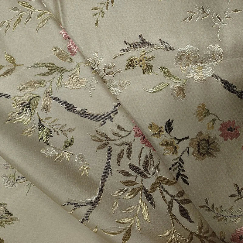 Floral Branch Jacquard Satin Fabric – 145cm (57.1") Wide, 100cm (39.4") or 200cm (78.7") Lengths
