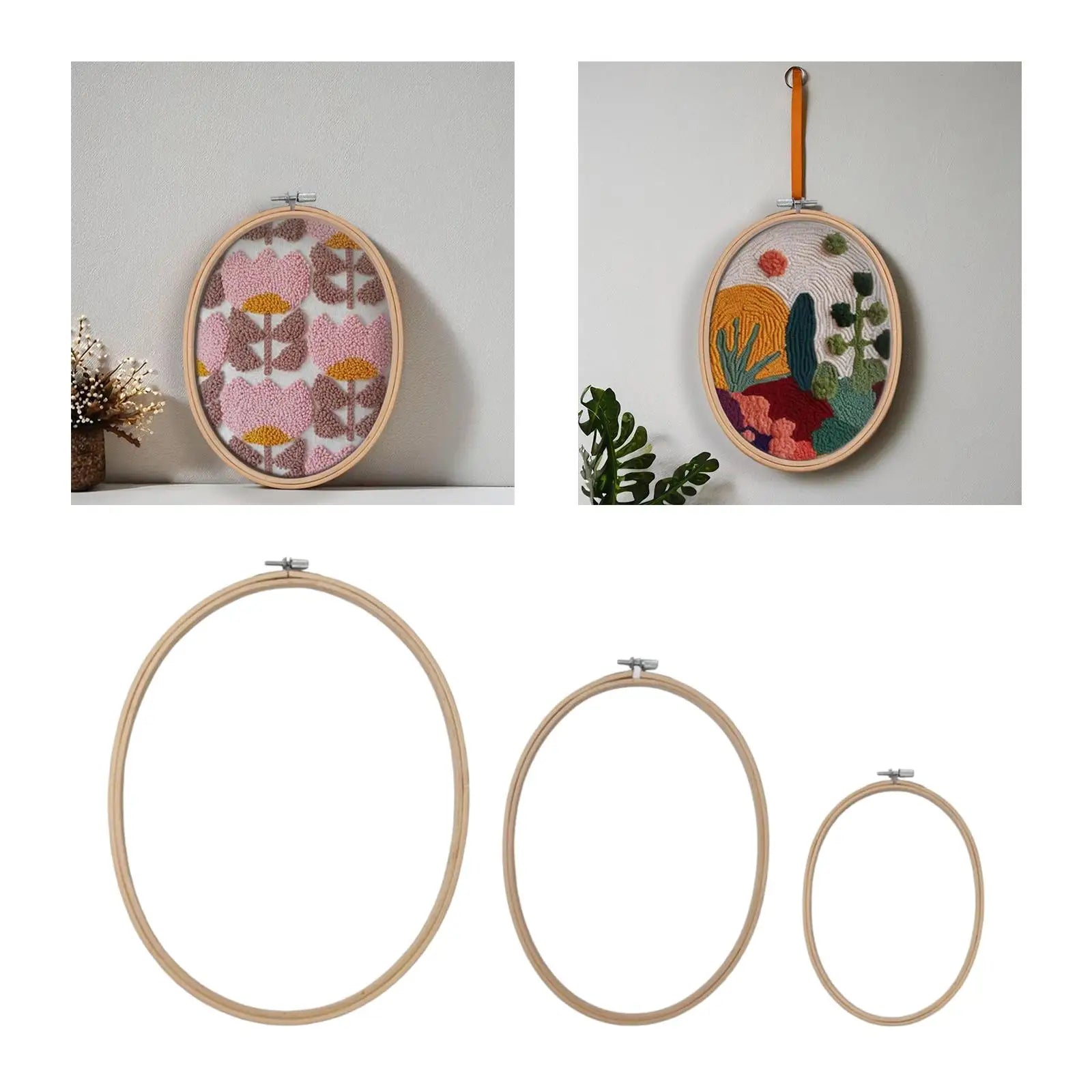 Oval Embroidery Hoops — Set of 3