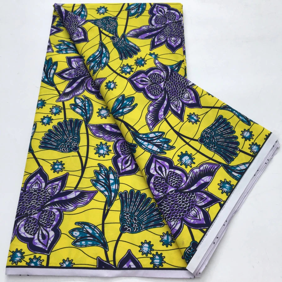 African Block Wax Print Fabric – 100% Polyester, Nigerian Batik Style – For Wedding Dresses, Clothing & Home Décor