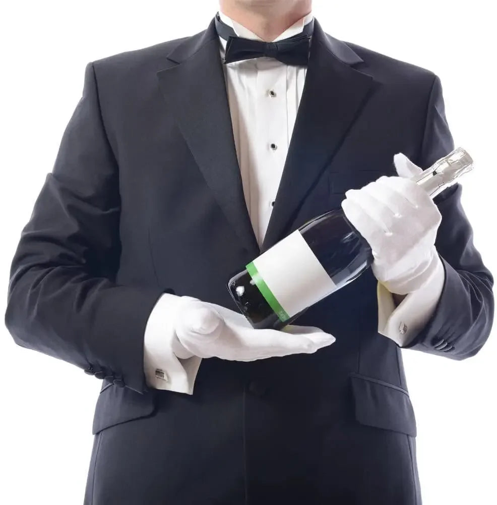 White Cotton Gloves – 12 Pairs, Washable & Stretchable, S/M/L/XL