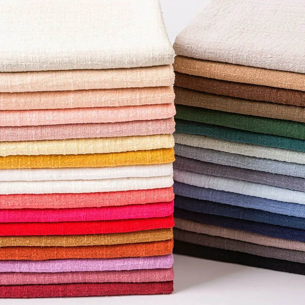 Solid Color Natural Linen Cotton Fabric – Eco-Friendly, 125cm Wide, 90×125cm Per Yard – For Dresses, Skirts, Pajamas & DIY