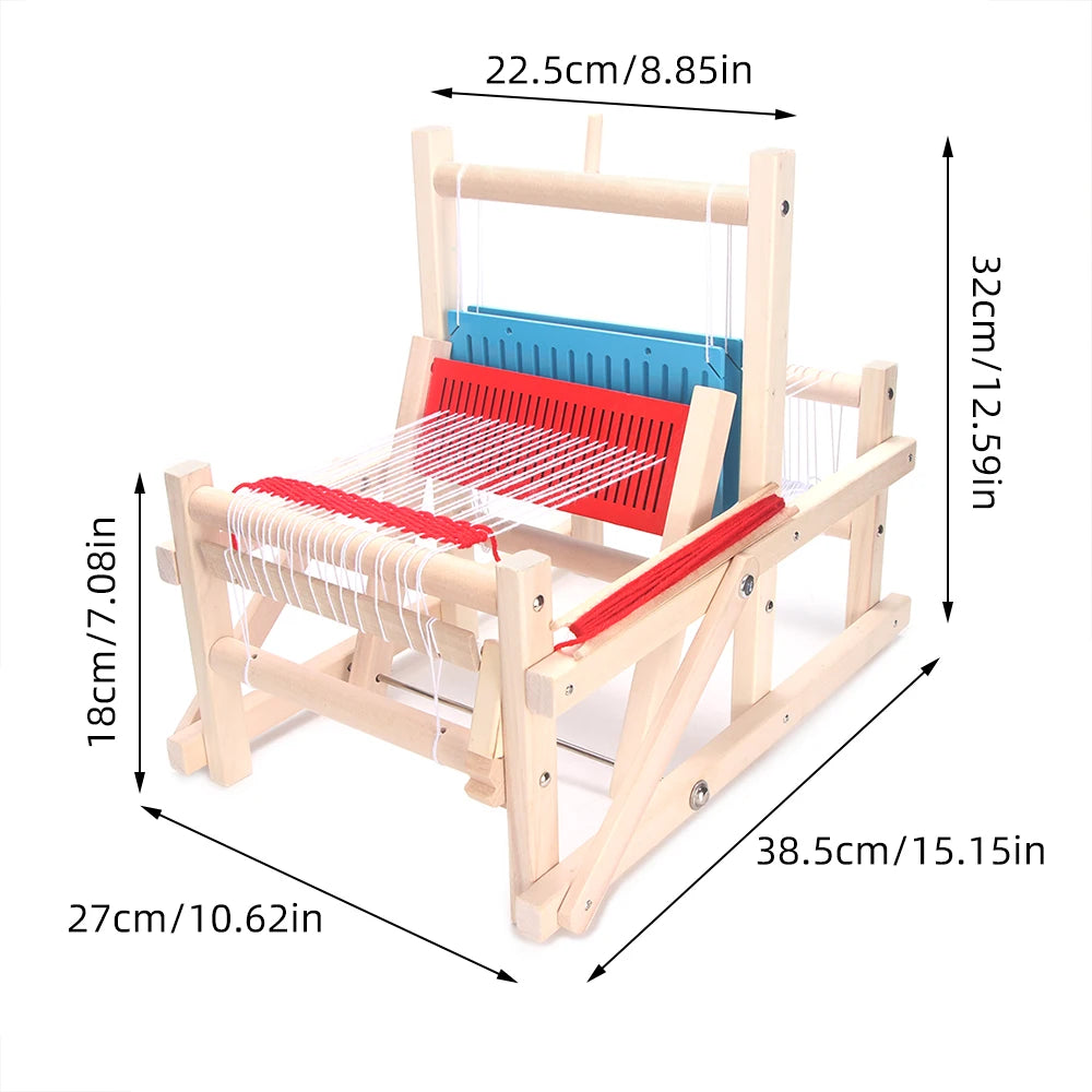 Kit de telar plegable multiartesanal de madera – Telar de mesa con 12 madejas de lana