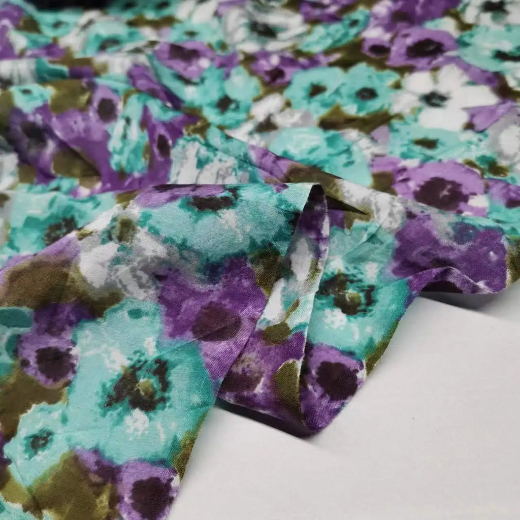 Floral Print Silk-Cotton Blend Fabric – 135cm Wide, 9-10mm | Dresses, Blouses & Luxury DIY Sewing