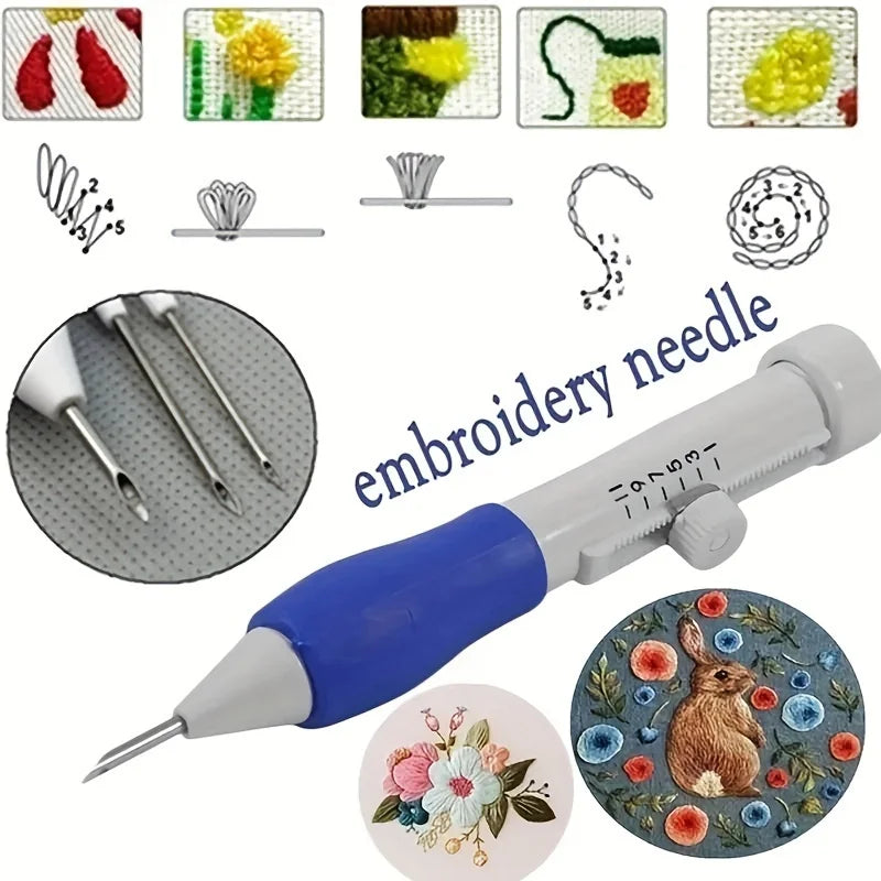 Adjustable Magic Embroidery Pen Set – 3 Needles, Threader & Scissors