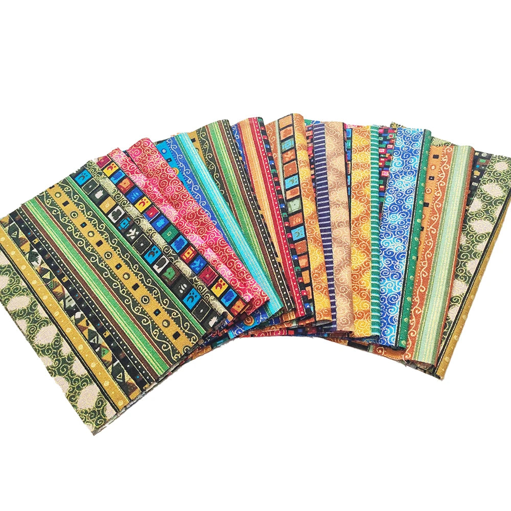 5-Piece Ethnic Print Cotton Fat Quarters Bundle – Quilting Squares for Patchwork & Handmade Crafts