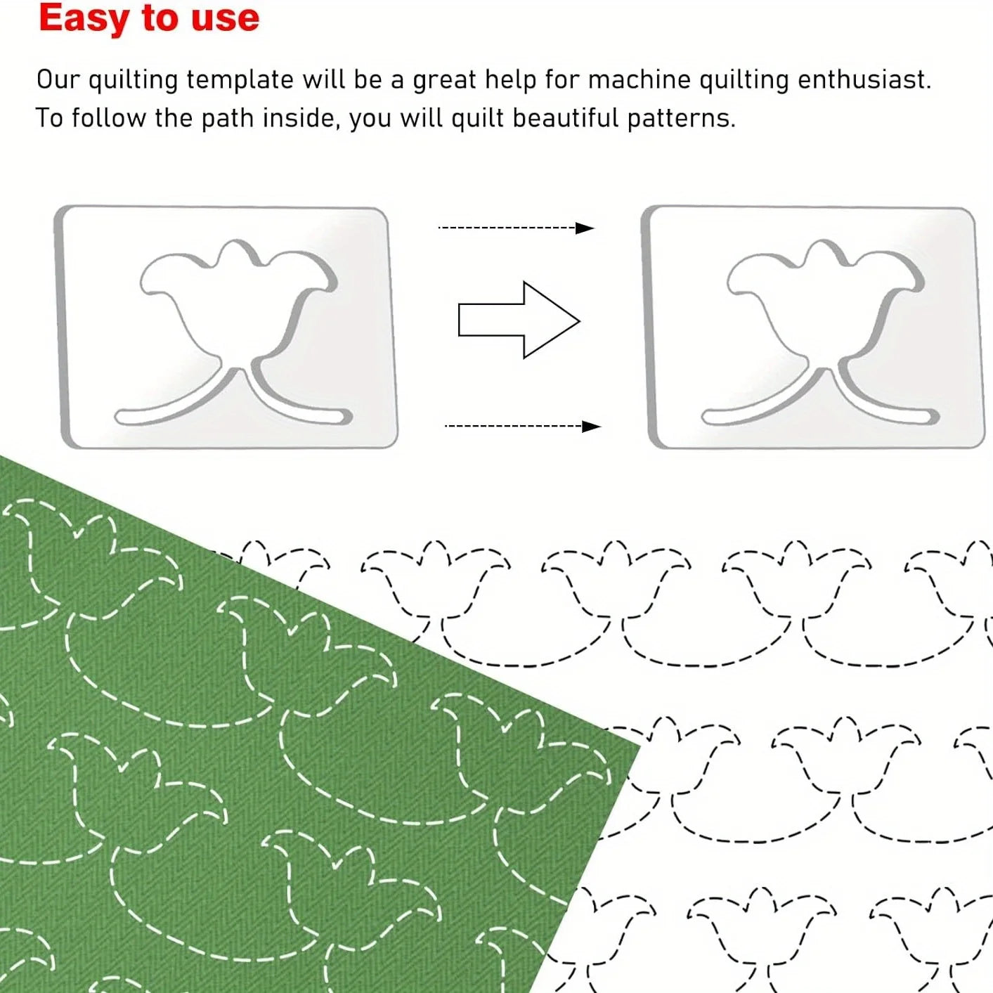 3-Piece Flower & Clover Acrylic Quilting Template Set – Free Motion Stencils for Quilts & Patchwork