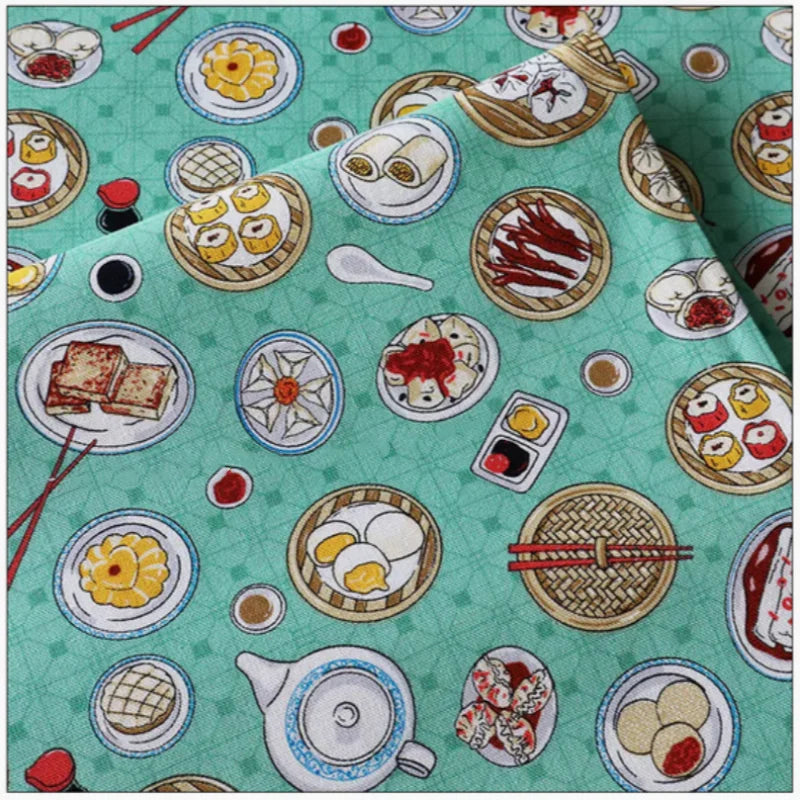 Thickened 100% Cotton Cute Food Print Fabric – 110cm Wide for Bags, Quilting & DIY Handmade