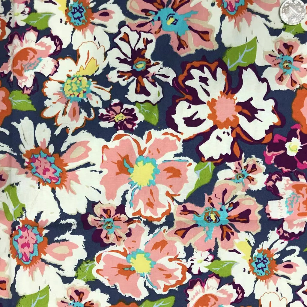 Rose Print Cotton Poplin Fabric – Vintage Floral Hawaiian Print | 145cm Wide, Sold by the Meter