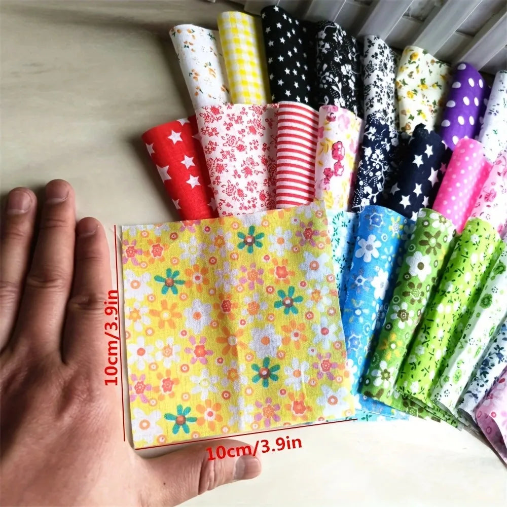 50-Piece Floral Cotton Fabric Squares - 10x10cm Patchwork Craft Pack