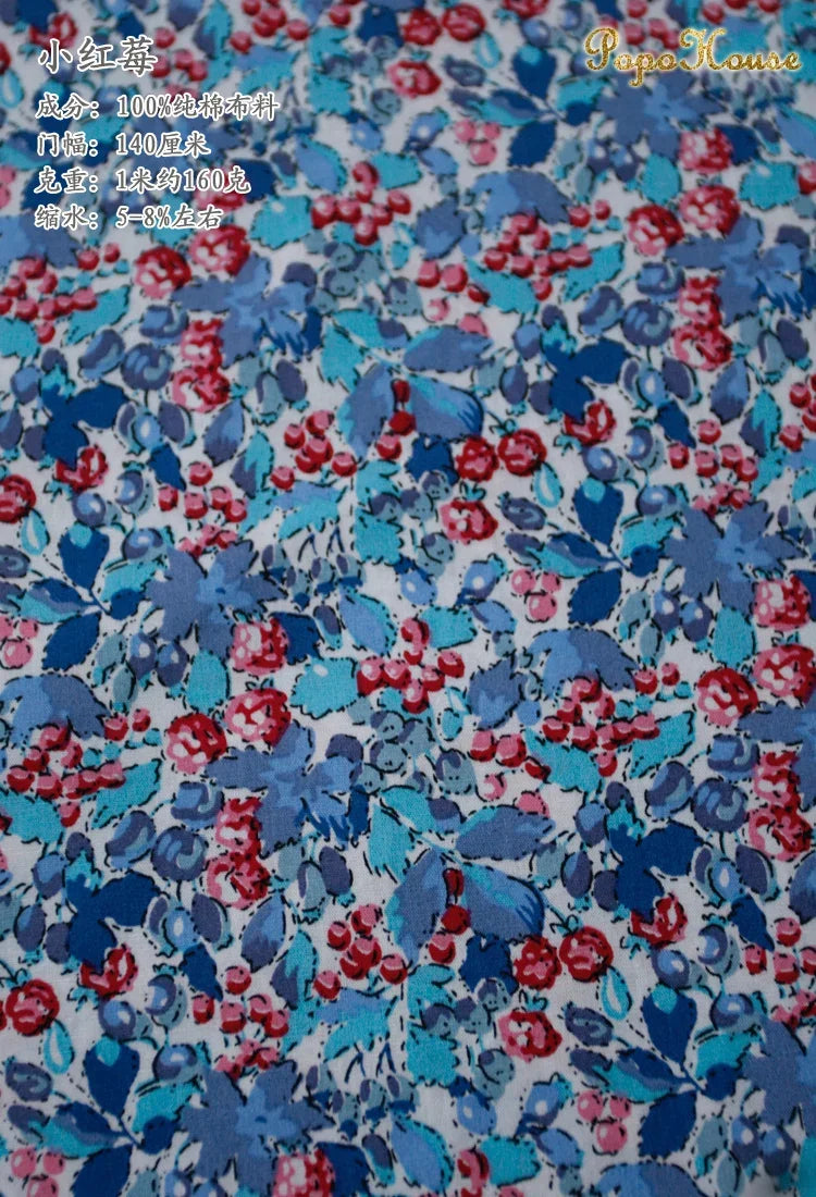 145cm Floral Cotton Poplin Fabric, 50cm Piece