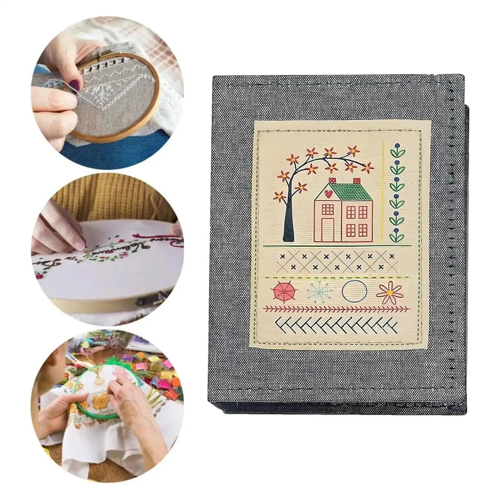 Chinese Style Embroidery Stitches Book Set – Hoop, 50-Color Threads & 10-Page Stitch Atlas