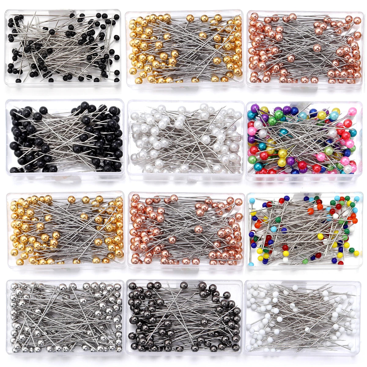 100-Piece Color Ball Head Sewing Pins — Stainless Steel Quilting & Fabric Pins