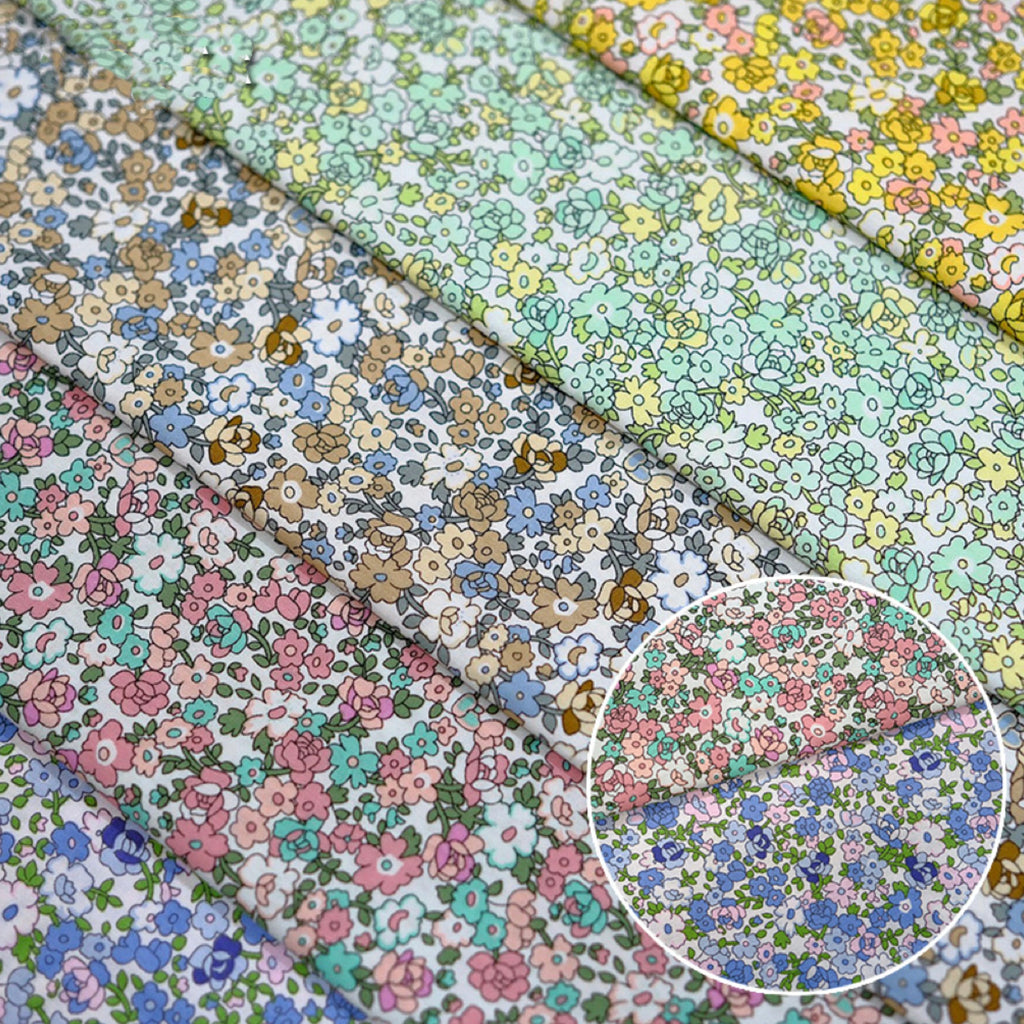 100% Cotton Poplin Fabric – Botanical Plant & Flower Print, 145cm Wide, Sold by 0.5m