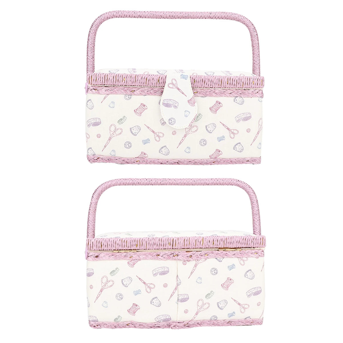 Vintage Sewing Basket Household Fabric Craft Thread Needle Storage Box Organizer
