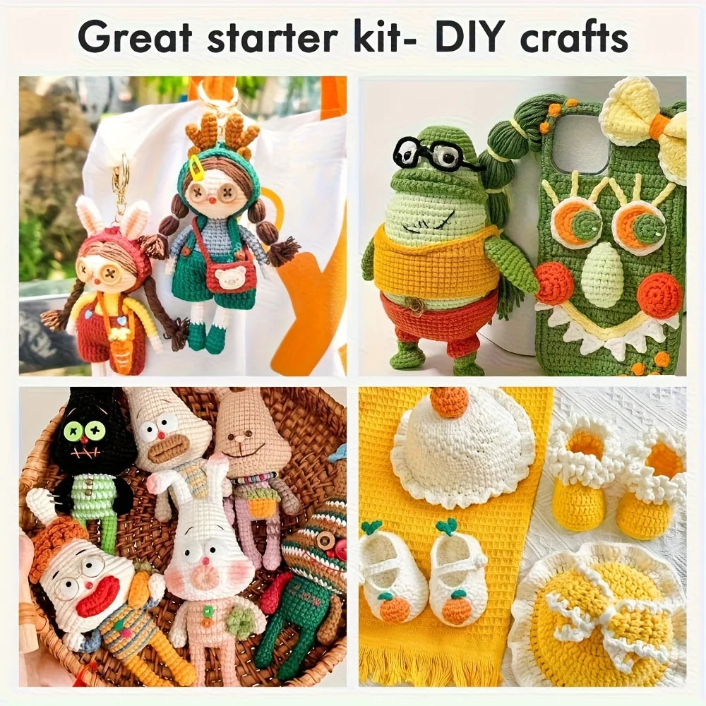 43-Piece Crochet Kit with 32-Color Acrylic Yarn, Ergonomic Hooks & Knitting Needles — Beginner-Friendly Set with Portable Storage Bag
