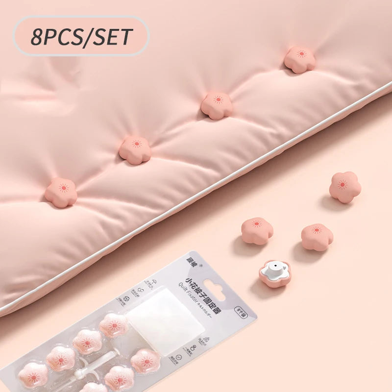 Flower Pattern Quilt Fixers 8-Pack – Non-Slip Bed Sheet Clips