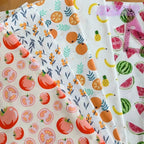 Cartoon Print Pure Cotton Twill Fabric – 50cm x 160cm (19.7" x 63") – Watermelon, Cherry & More