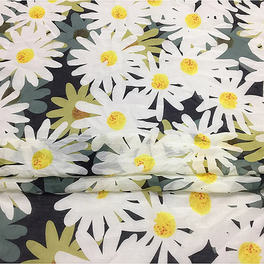 Floral Print Silk-Cotton Blend Fabric – 135cm Wide, 9-10mm | Dresses, Blouses & Luxury DIY Sewing