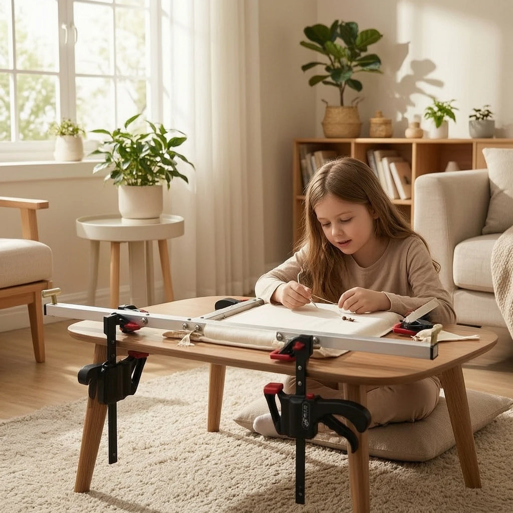 Soporte ajustable con abrazadera para bastidor de bordado y acolchado de mesa