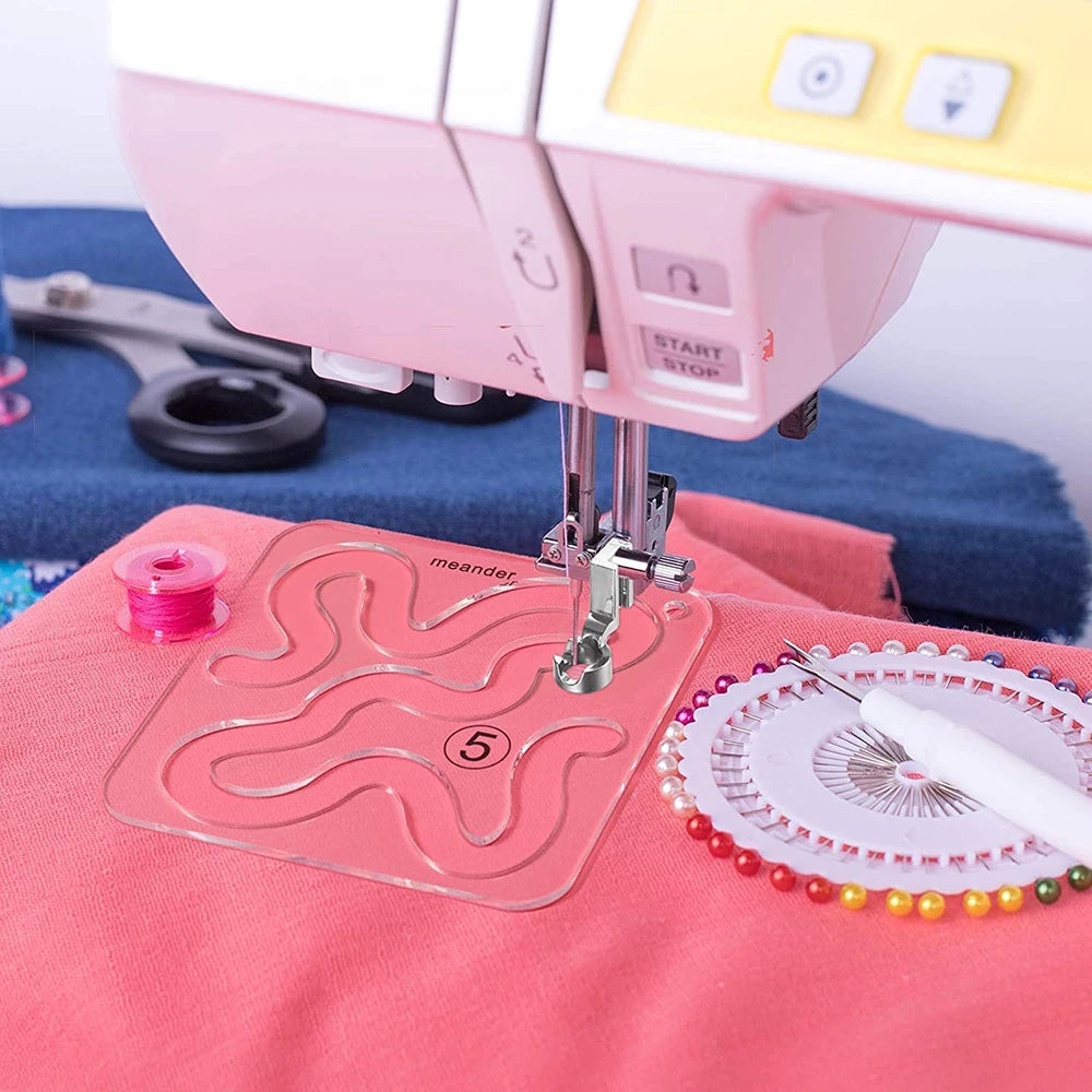 JAY HOME Transparent Acrylic Free Motion Quilting Template – Presser Foot Compatible Sewing Ruler