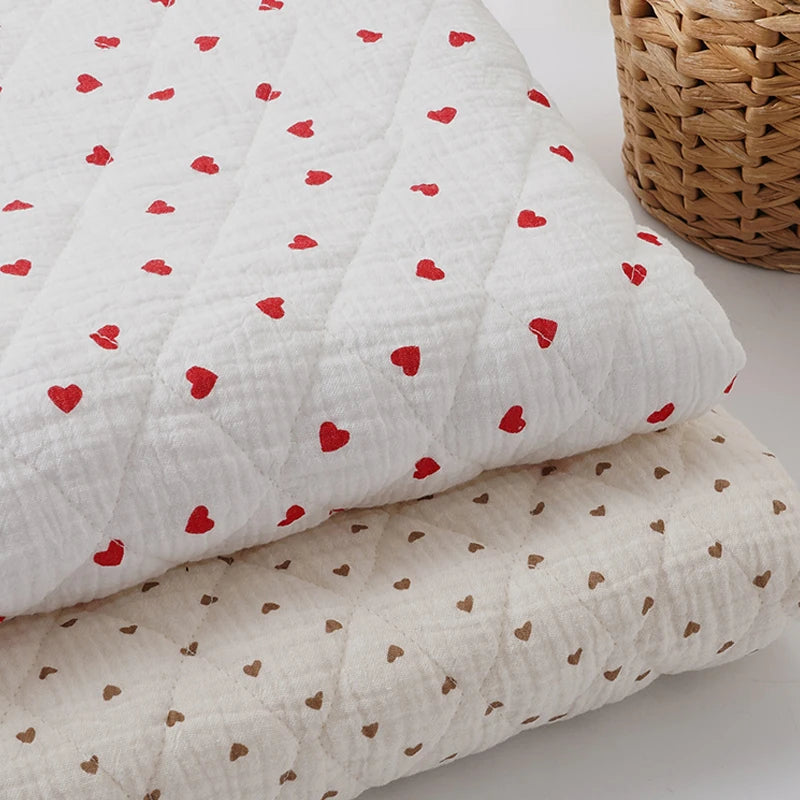 0.5m/1m/2m Thickened Pure Cotton Double-layer Crepe Quilted Cotton Fabric for Children's Clothing Blankets DIY Sewing Materials