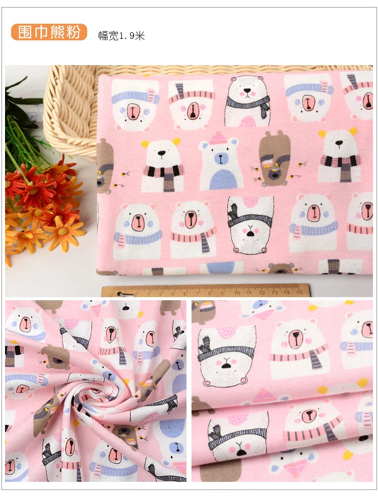 100% Cotton Knitted Print Fabric | 185 g/m² | 90×50cm | Baby Clothes, Bedding & Pajamas