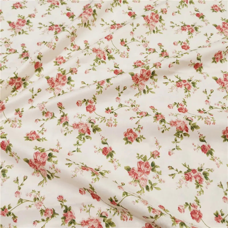 Small Floral Cotton Twill Fabric, Making Bedding, Handmade Pajamas Dress, Lining, 150x50cm, 2024