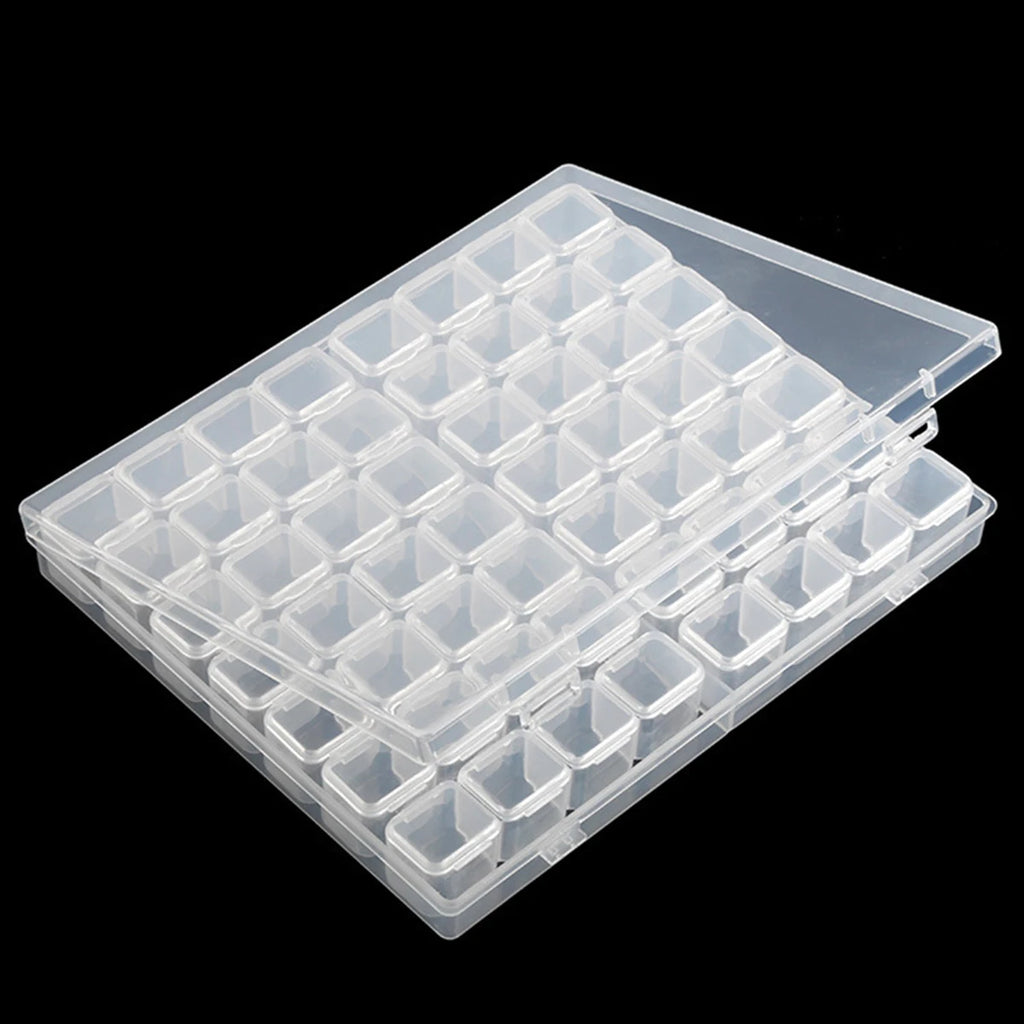 1 ud. Caja de almacenamiento de plástico con 28/32/48/56/64 compartimentos, organizador de accesorios de joyería, abalorios y cuentas para pintura de diamante DIY