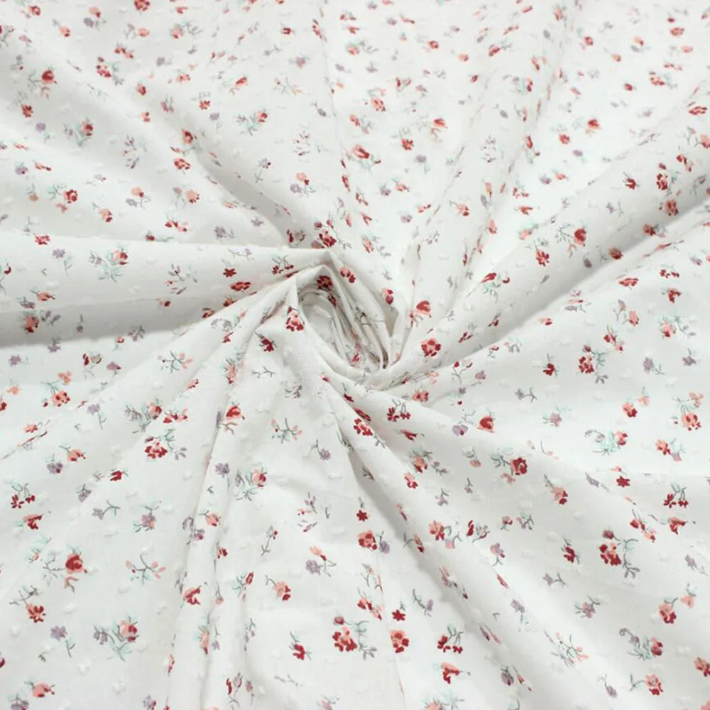 Floral Jacquard Dot 100% Cotton Fabric | 150cm Wide | 150×50cm per Piece | Spring & Summer