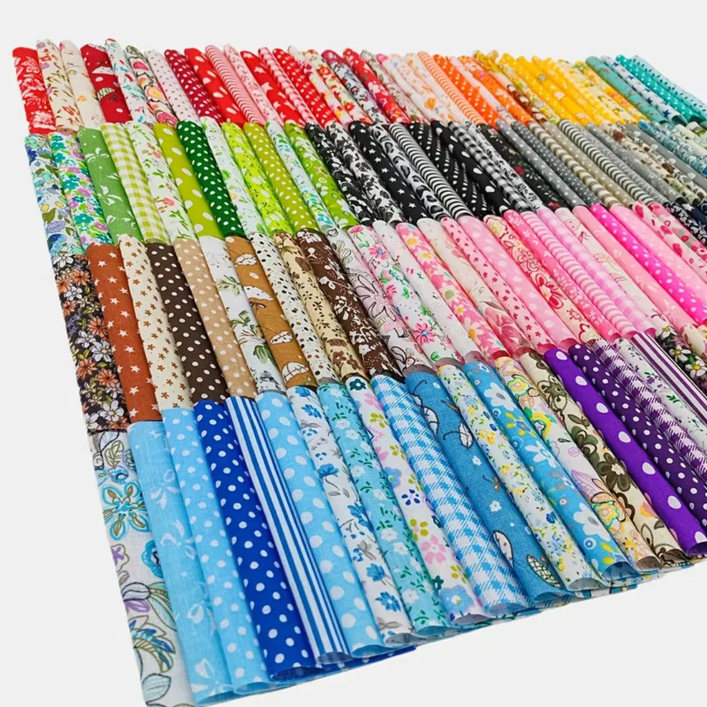 150 Pcs Colorful Precut Fabric Squares – 4" x 4" (10x10cm) for Quilting, Patchwork & Scrapbooking