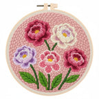Kit DIY de aguja mágica para adultos principiantes con bastidor de bordado, patrón de flores, rosas, tulipanes, juego de manualidades de pintura con lana.