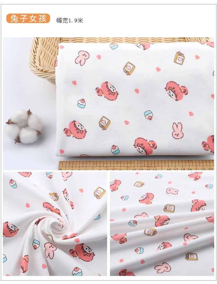 Soft Print 100% Cotton Knit Fabric – 185 g/m² | Baby Clothes, Pajamas & Bedding | 50×90cm