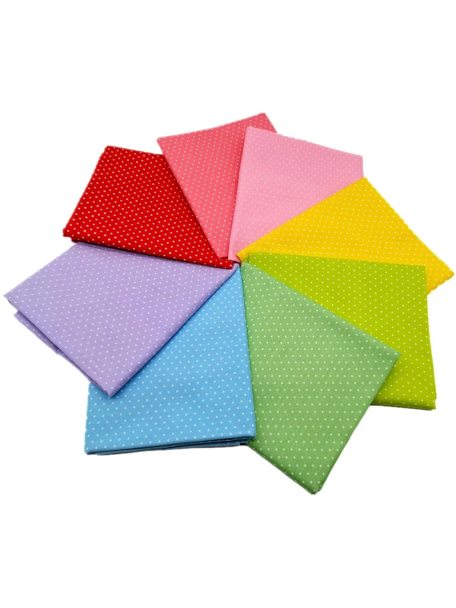 Fat Quarters Plaid & Polka Dot Patchwork Fabric Bundle – 8pcs 100% Cotton