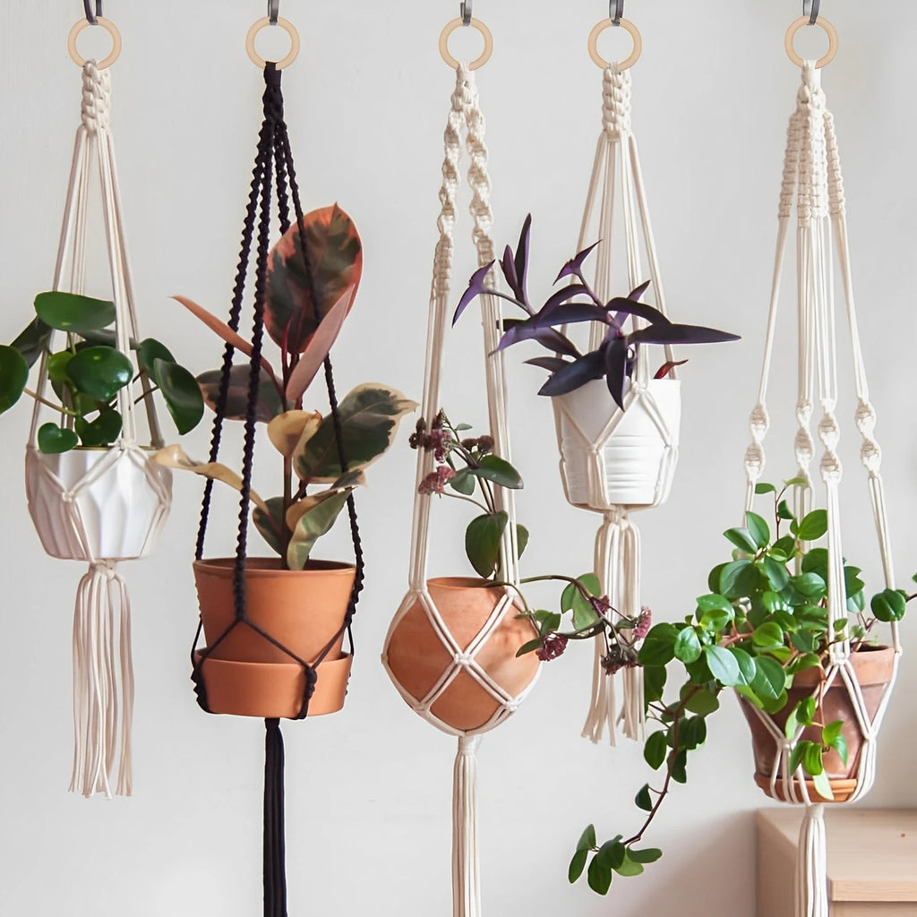Kit de Macramé para Colgar de Pared DIY – Cuerda de Algodón, Cuentas y Anillos de Madera | Set de Macramé para Principiantes