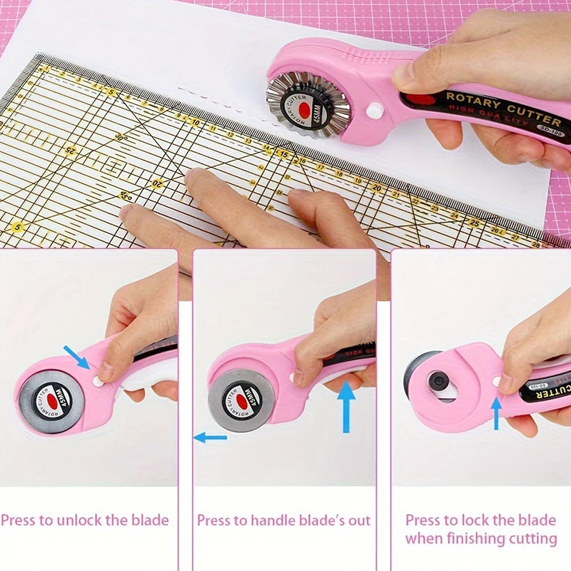 7-Piece Rotary Cutter & Quilting Tool Set – 45mm Blade, Cutting Mat, Ruler & More